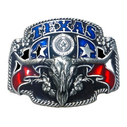 Ivory Falcon Texas Pride Long Horn Skull Belt Buckle
