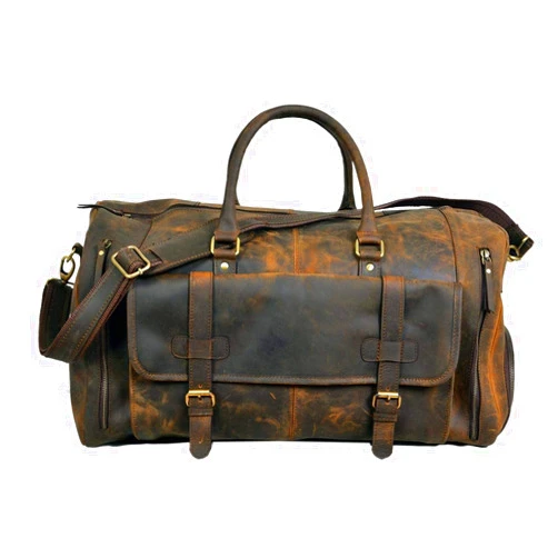 CraftShades 20 Inch Leather Duffel Bag for Men and Women || Full Grain Leather Travel Overnight Weekend Leather Bags || Sports Gym Duffel