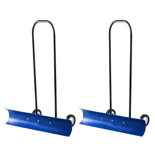 The Snowcaster 30SNC 36-Inch Bi-Directional Wheeled Snow Pusher, Blue (Pack of 2)