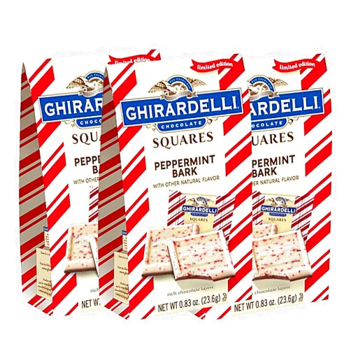 Ghirardelli Peppermint Bark Squares - .83 oz Pouches - 3 Pouches