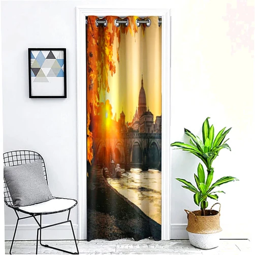XISUNYA Blackout Doorway Curtains for Closet, Fall Privacy Door Curtain, Sunset at Tiber River St Peter Rome City Italy Basilica Print Classic Screens Curtain, 1 Panel,42 x 80 inches, for Bedroom Living Room