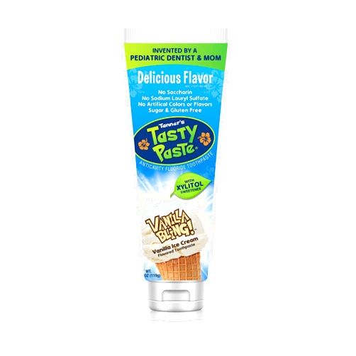 Tanner's Tasty Paste Vanilla Bling - Anticavity Fluoride Children’s Toothpaste/Great Tasting, Safe, and Effective Vanilla Flavored Toothpaste for Kids (4.2 oz.)