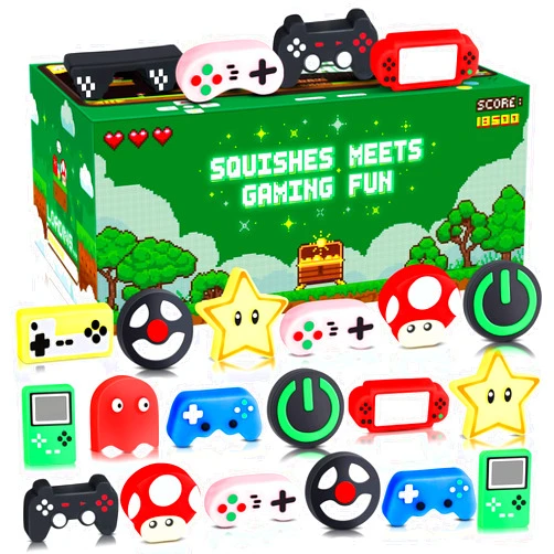 Erweicet Video Game Party Favors 36 PCS Gamer Squishy Toy for Kids Boys Video Game Birthday Party