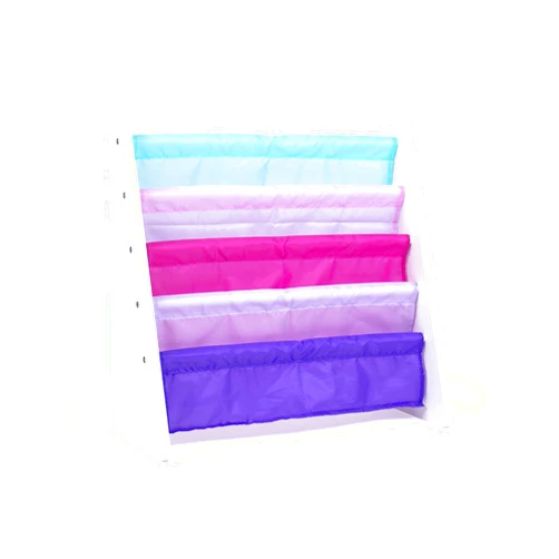 Humble Crew, White/Pink/Purple/Blue Kids Book Rack Storage Bookshelf, 4 Tiers