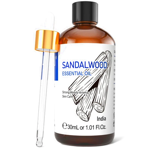 HIQILI Sandalwood Essential Oils 1 Fl Oz, 100% Pure Natural Therapeutic Grade for Skin, Diffuser, Perfume, Candle Soap Making, Includes Premium Quality Glass Dropper
