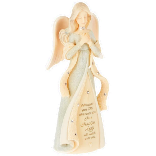 Enesco Foundations Guardian Angel Figurine, 4.72 Inch, Multicolor