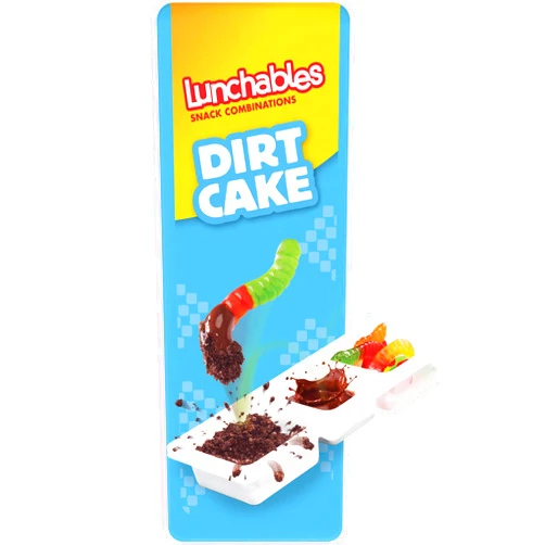 Lunchables Dirt Cake Snack Pack with Chocolate Cookie Crumbs (Chocolate Marshmallow Frosting & Gummy Worms 12 ct Pack 1.95 oz Trays)