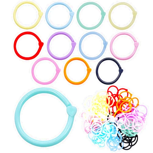 JanFeel 120 Pcs Plastic Binder Rings,0.6 Inch Loose Leaf Binder Clips,Crystal Colors Flexible DIY Keychain Rings Book Ring for Index Card Scrapbooks Flash Card Documents for Home School Office 12 Colors