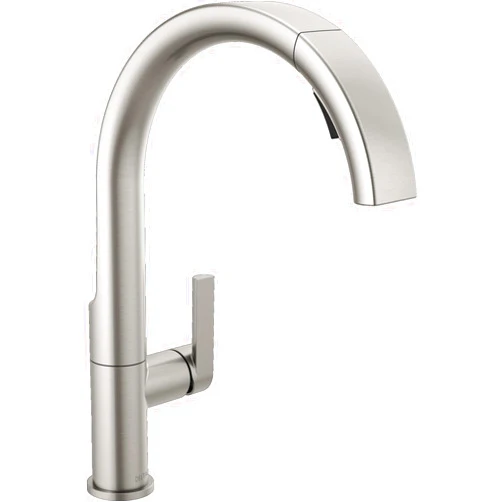 Delta Faucet Keele Kitchen Faucet with Pull Down Sprayer, Brushed Nickel Kitchen Sink Faucet, Modern Kitchen Faucet, Kitchen Sink Faucet, Single Hole Kitchen Faucet, Spotshield Stainless 19824LF-SP