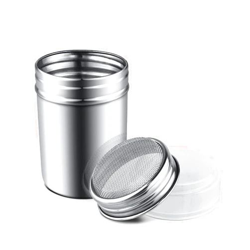 Yuntop 1Pcs Stainless Steel Powder Sugar Shaker Duster with Lid, Fine Mesh Shaker Powder Cans for baking soda Cocoa Cornstarch Coffee Flour ect