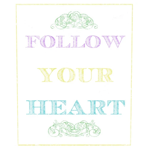 Pro Tour Memorabilia 9-2074A White Follow Your Heart I Canvas Wall Art, 20-Inch by 24-Inch