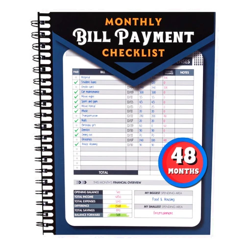 Spiral Bound Bill Organizer & Budget Planner – 4-Year Monthly Expense Tracker Notebook | 960 Bill Records | Finance Logbook for Money Management, Debt Payoff & Savings Goals | 8.5” x 11”