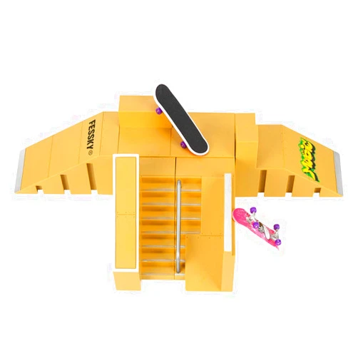 FESSKY Finger Board Skate Park 5pcs Skate Park Kit Ramp Parts with 2pcs Finger Skateboard Ultimate Parks Training Props