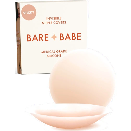 Bare Babe Reusable Silicone Nipple Covers - Waterproof, Nude, 4 Shades - Sticky Breast Stickers for Strapless Dress