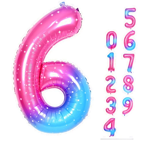 Lingqiang Gradient Blue Pink Number Balloons, 40