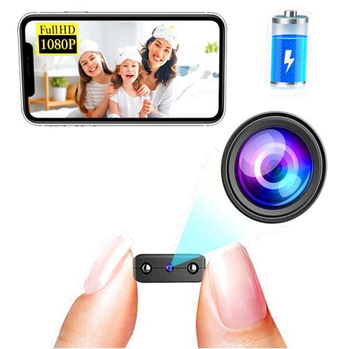 WCFHS Smallest Wireless WiFi Battery Camera,HD1080P Remote Camera,Portable Video Recording Live Feed,Baby Monitor,Nanny Cam with Night Vision,Motion Detection,Cloud Storage for Security with iOS AndroidAPP
