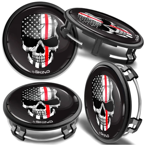 BiomarLabs Biomar Labs 4 x 75mm Wheel Centre Alloy Hub Center Caps Compatible for Mercedes Benz Part Number B66470207 B66470200 Hubcaps US Flag Skull cm 47