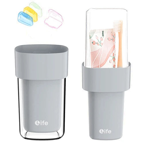 TOHOCH Travel Toothbrush Case with 5 Toothbrush Head Protective Case, Covered Toothbrush Holders for Regular and Electric Toothbrushes (Oral B Philips), Container for Camping School Business Trip Bathroom