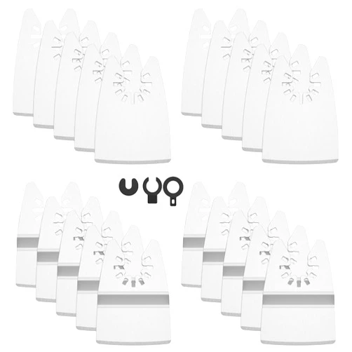 HOTBEST 20Pcs Oscillating Tool Scraper Stainless Steel Flexible Multitool Scraper Blade Rigid Oscillating Scraper Blade with Adapters for Removing Tile Glue Paint Caulk Sticker