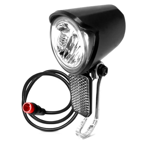 Frdhee Ebike Headlight 6-60V, Black Bike Lights for Night Riding Waterproof Electric Dirt Bike Front Light Road Bike Led Headlight Cycling Accessories with 2 Pin Connector for Cycling Safety