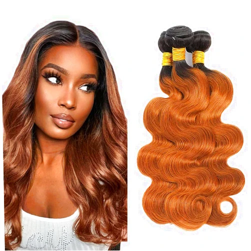 LadrXadr Brown Bundles Human Hair #30 Body Wave Bundles Ombre Human Hair 3 Bundles 18 20 22 inch Two Tone Black and Brown Bundle Double Weft Brown Hair Extensions