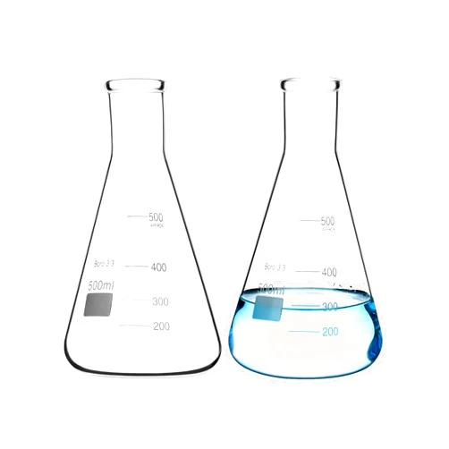 QWORK Erlenmeyer Flask Set, 2 Pcs 500ML Borosilicate Glass Conical Flasks with Narrow Mouth, Printed Scale, for Lab, Classroom, Kitchen, Craft, Home