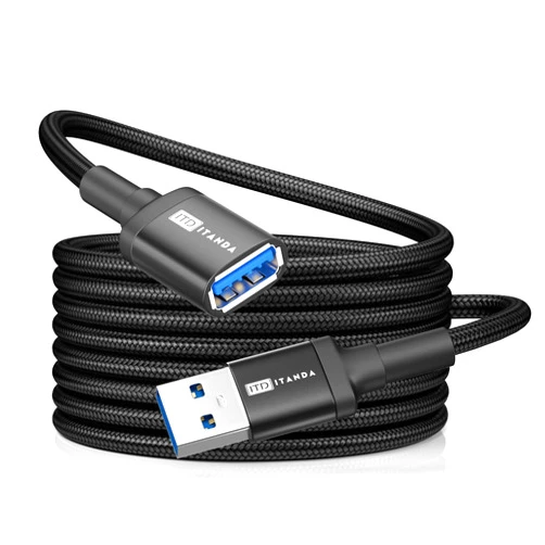 ITD ITANDA 10FT USB Extension Cable USB 3.0 Extension Cord Type A Male to Female 5Gbps Data Transfer for Keyboard, Mouse, PlayStation, Xbox, Flash Drive, Printer, Camera and More, Black