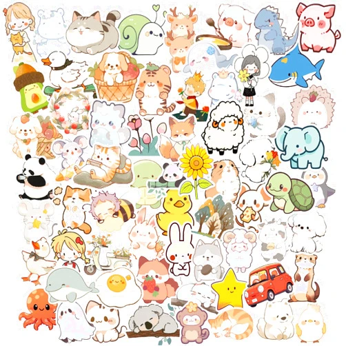 TLOPL 100pcs Cute Animal Stickers for Kids Water Bottle, Waterproof Vinyl Stickers for Laptop Phonecase Skateboard Helmet, Kawaii Animal Decals for Kid Teens Girls Boys
