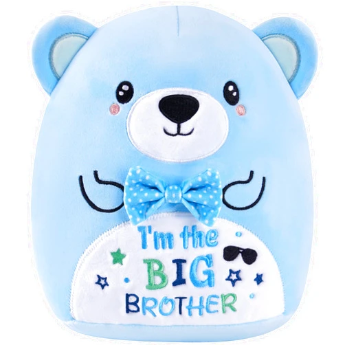 SEAOPOP Big Brother Bear Stuffed Animal, 8-Inch Cute Blue Teddy Bear Plush Toy for Boys, I’m The Big Brother Plushie Pillow, Soft Huggable Gifts for Toddler Boys and Baby Shower Announcement