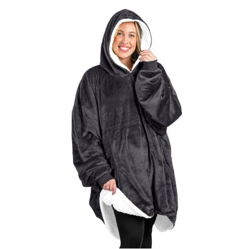 Bare Home Wearable Blanket Hoodie - Soft Plush Sherpa - Warm and Cozy - Oversized Wearable Blanket - Adult & Kid Sizes