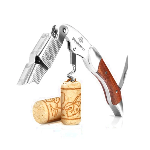Philorn Wine Opener-Professional Corkscrew Wine Opener with Foil Cutter & Cap Remover, Manual Wine Key for Servers, Bartenders, Waiters & Home Use, Rosewood Handle Wine Bottle Opener