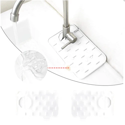 BYTELIVE 2-Pack Bytelive Silicone Sink Mat, Mini Sink Splash Guard and Soap Sponge Holder for Kitchen Countertop Protect with Self Draining Design (8.3