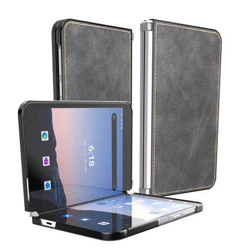 Feitenn Leather Slim Case for Microsoft Surface Duo Case 2020, Lightweight Folio Thin PU Leather Cover Durable Protective Bumper Shockproof Defender Shell for Microsoft Surface Duo 8.1