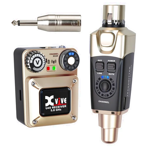 Xvive U45 Wireless in Ear Monitor System 5.8ghz IEM System Transmitter and bodypack Receiver for Studio, Band Rehearsal, Live Performance, Channel Scan Mode