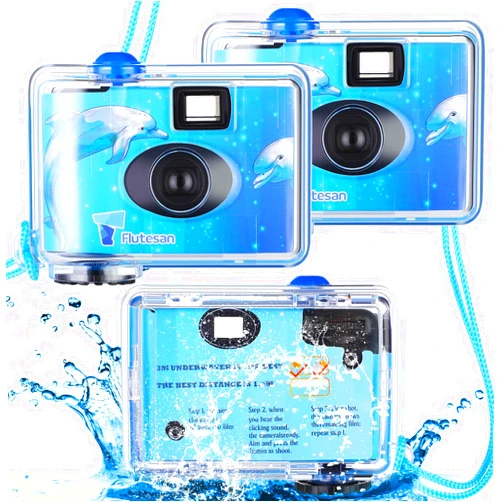Flutesan 3 Pcs Disposable Camera Waterproof Underwater Single Use Film Camera 35 mm with Flash for Summer Beach Vacation Camp Snorkeling Trip Adult Teens Gift