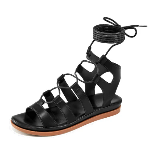 HARENCE Sandals for Women Summer Flats: Comfortable Cross Strap Gladiator Flat Shoes Casual Dressy Non Slip Beach Sandals