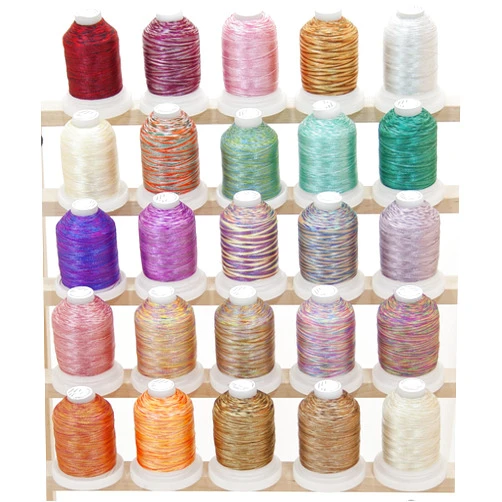 ThreadNanny 25 Colors Cones Variegated Polyester Embroidery Machine Thread 1000M (1100Y) Works with Brother Babylock Janome Singer Pfaff Husqvarna Bernina Machines Set 2