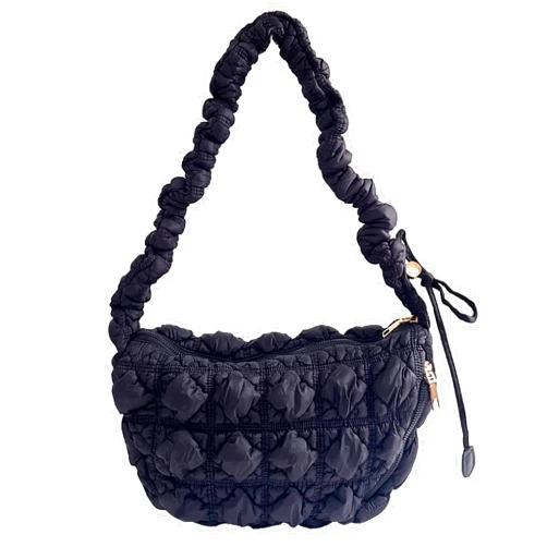 FantasyBear Quilted Small Bag,Adjustable Shoulder Strap Puffer Crescent Crossbody Bags Lightweight Hobo Handbag Puff Purse