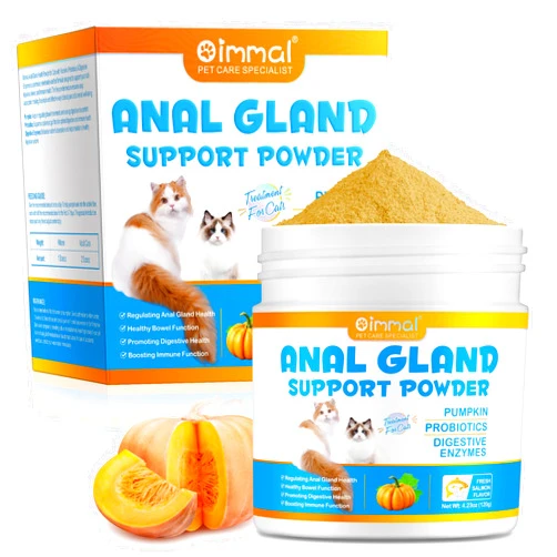 ALIVO Anal Gland Support Powder for Cats, Anal Gland Supplement Powder with Pumpkin and Probiotics Supports Cats Anal Gland Health, Pet Supplement Anal Gland Support Powder Treatment for Cats - 120g