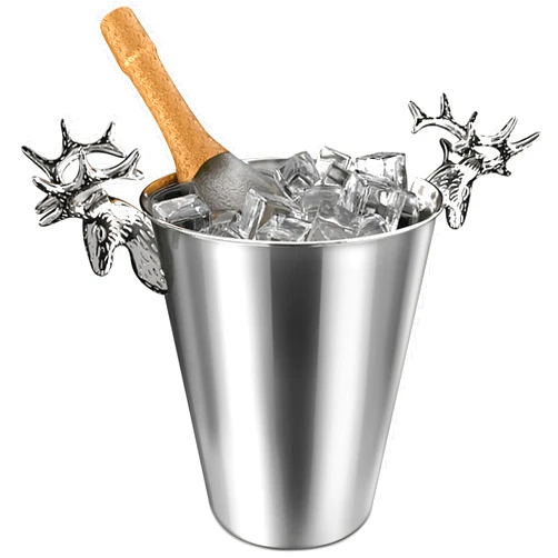 ICE BUCKET Ice Buckets for Parties, Deer Head Stainless Steel Ice pails, High-End Decoration, Great for Home Bar, Chilling Beer Champagne and Wine, Christmas 4-1/2-Quart/5L, Silver…