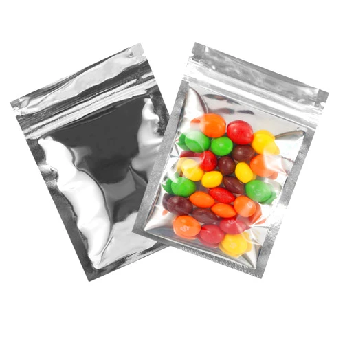 MALENOO Resealable Mylar Bags | 100 Pcs 3 X 4 Inch | Smell Proof Ziplock Bag Heat Seal Cute Packaging Foil Food Sealable Small Front Clear Plastic Silver for Storage Candy Beef Jerky Jewerly Product