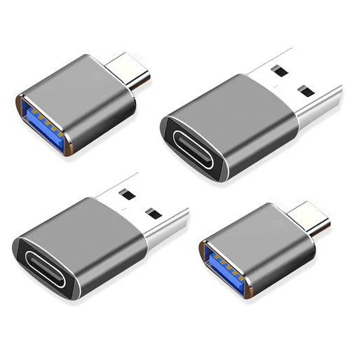 LBSC USB to USB C OTG Adapter, 2 * Type C Female to A Male Charger Converter & 2 * USB C Male to USB Female OTG Adapter, for Apple, AirPods, iPad, MacBook, Samsung Galaxy S23, S22,MacBookPro (Grey)