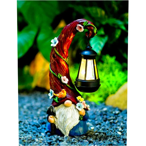 Pohabery Gnome Garden Decor Statue Solar Gnomes Decorations for Yard with Lantern Light Outdoor Decorations for Patio Mom Gift