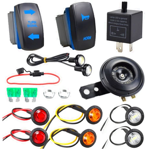 GWNOWZZET Universal ATV UTV SXS Street Legal Kit with Turn Signal Light Rocker Switch Horn Flasher Relay