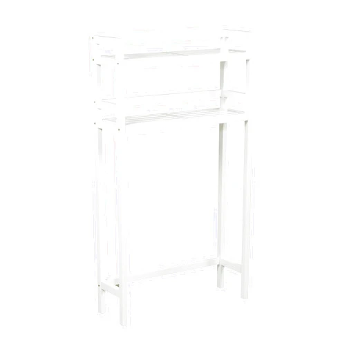 New Ridge Home Goods Solid Wood Dunnsville 2-Tier Space Saver for Extra Storage, WHITE