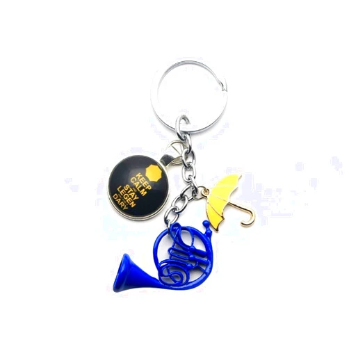 RedDoor_Hill 1pc a lot Yellow Umbrella mother Blue French Horn keychain