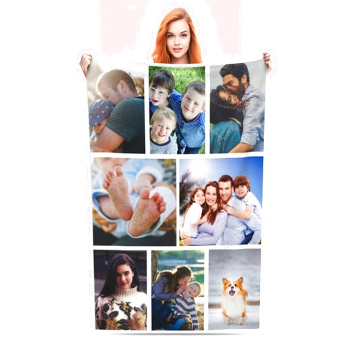 AZJINCOS Custom Blanket with Photos Text Personalized Blanket Thows with picture Customizable Blanket Photo Blankets Customize Valentines Day Gifts for Mom Dad Couple Girlfriend Boyfriend Wife Husband