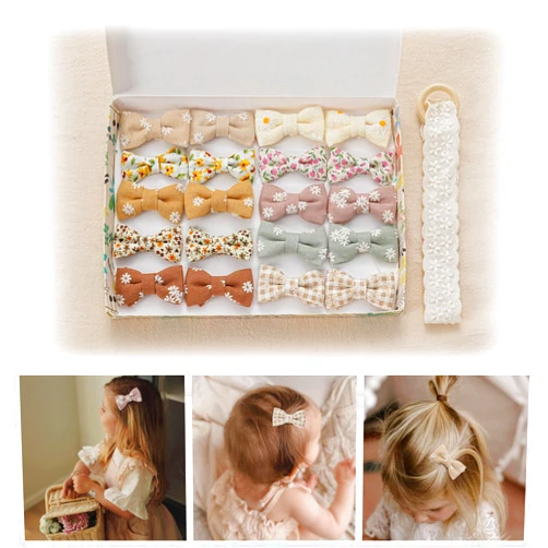 Fancy Clouds 20 Pcs Hair Clips for Girls with Bows Holder Flower,2