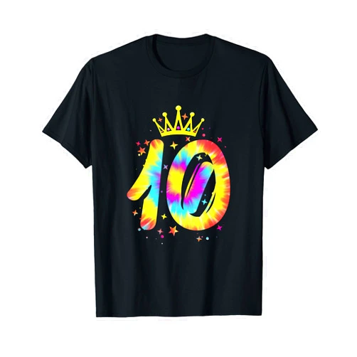 Rainbow Tie Dye Girls 10th Birthday Gifts Colorful Tie Dye Tenth 10 Year Old Girls 10th Birthday Gift T-Shirt