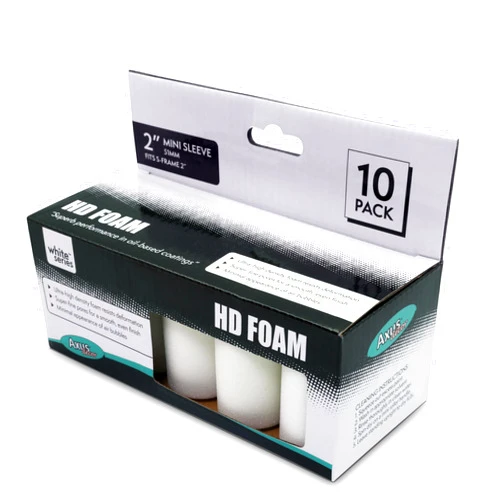 Axus Décor Axus Decor Foam Mini Roller Sleeve - 2 Inch, Pack of 10, Ultra High Density, Use with Oil Based Paints & Varnishes, Ideal for Detailed Finishing Work Around Cutouts, Fits Standard Mini Handles, White